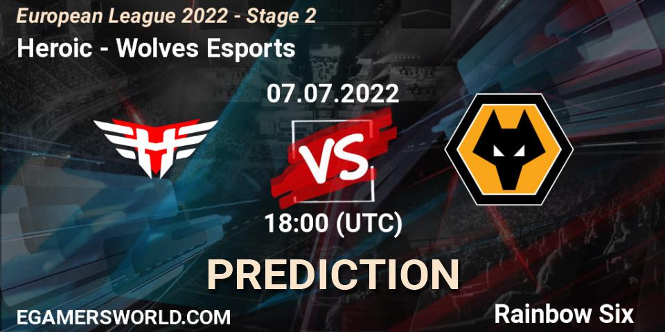 Heroic vs Wolves Esports: Match Prediction. 07.07.2022 at 18:00, Rainbow Six, European League 2022 - Stage 2