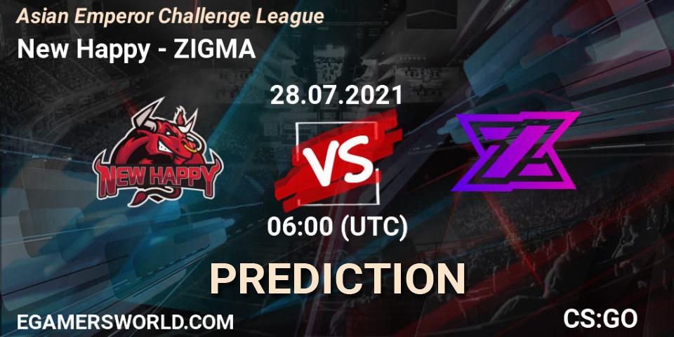 New Happy vs ZIGMA: Match Prediction. 28.07.2021 at 06:00, Counter-Strike (CS2), Asian Emperor Challenge League