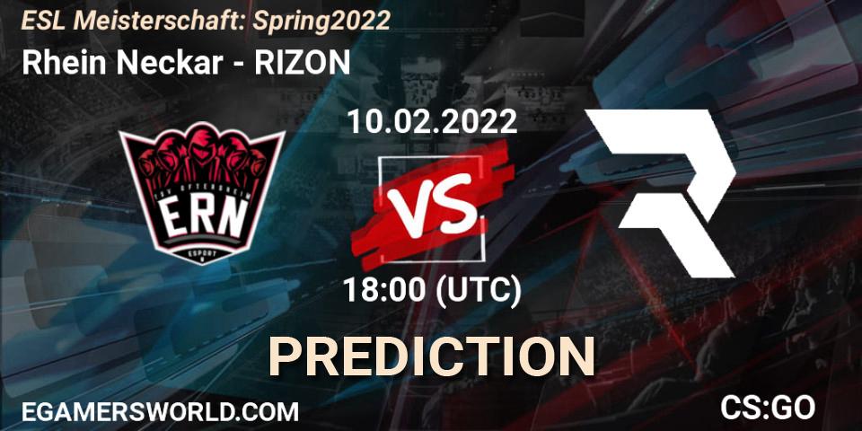 Rhein Neckar vs RIZON: Match Prediction. 10.02.2022 at 18:00, Counter-Strike (CS2), ESL Meisterschaft: Spring 2022