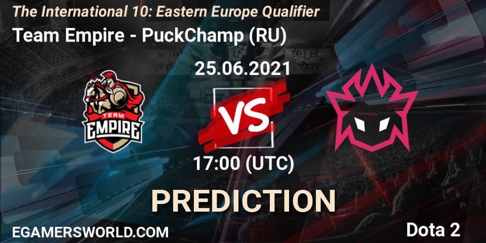 Team Empire vs PuckChamp: Match Prediction. 25.06.2021 at 18:25, Dota 2, The International 10: Eastern Europe Qualifier