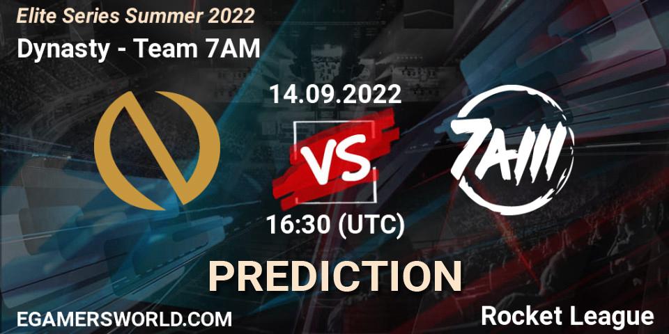 Dynasty vs Team 7AM: Match Prediction. 14.09.2022 at 16:30, Rocket League, Elite Series Summer 2022