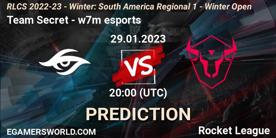 Team Secret vs w7m esports: Match Prediction. 29.01.23, Rocket League, RLCS 2022-23 - Winter: South America Regional 1 - Winter Open