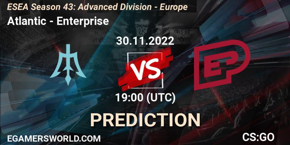 Atlantic vs Enterprise: Match Prediction. 30.11.2022 at 19:00, Counter-Strike (CS2), ESEA Season 43: Advanced Division - Europe