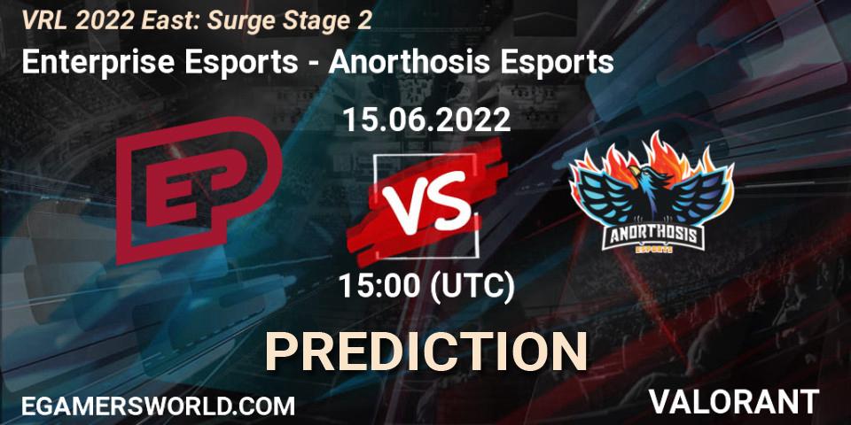 Enterprise Esports vs Anorthosis Esports: Match Prediction. 15.06.22, VALORANT, VRL 2022 East: Surge Stage 2