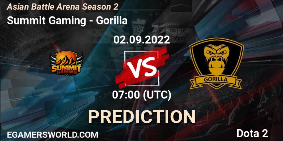 Summit Gaming vs Gorilla: Match Prediction. 03.09.2022 at 07:14, Dota 2, Asian Battle Arena Season 2