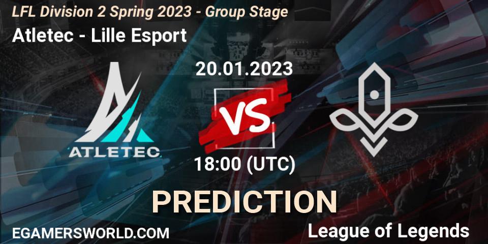 Atletec vs Lille Esport: Match Prediction. 20.01.2023 at 18:00, LoL, LFL Division 2 Spring 2023 - Group Stage