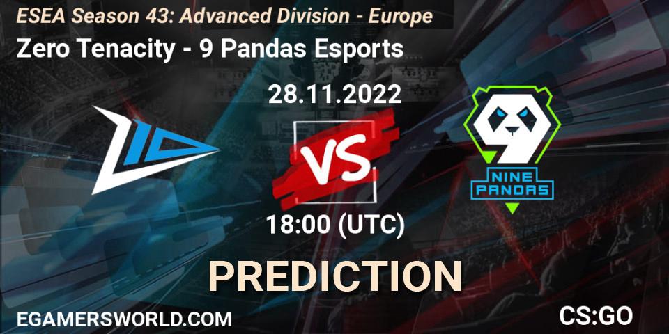 Zero Tenacity vs 9 Pandas Esports: Match Prediction. 28.11.22, CS2 (CS:GO), ESEA Season 43: Advanced Division - Europe