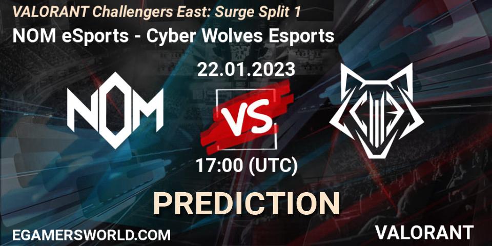 NOM eSports vs Cyber Wolves Esports: Match Prediction. 22.01.2023 at 17:00, VALORANT, VALORANT Challengers 2023 East: Surge Split 1