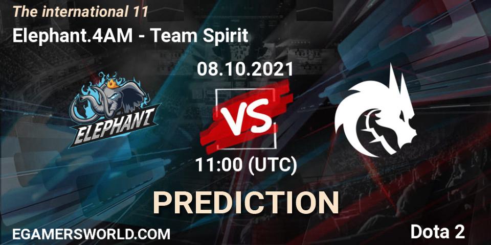 Elephant.4AM vs Team Spirit: Match Prediction. 08.10.2021 at 12:02, Dota 2, The Internationa 2021