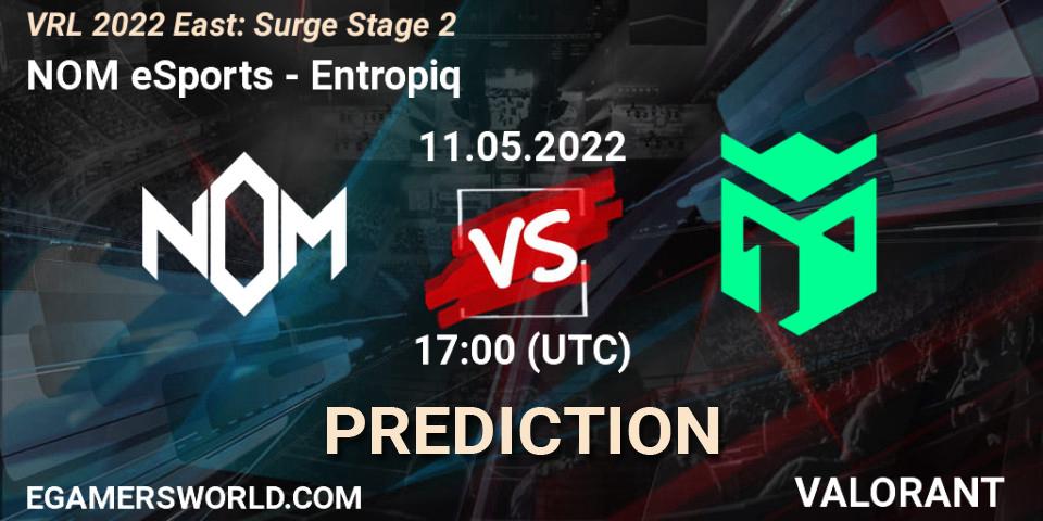 NOM eSports vs Entropiq: Match Prediction. 11.05.2022 at 18:10, VALORANT, VRL 2022 East: Surge Stage 2