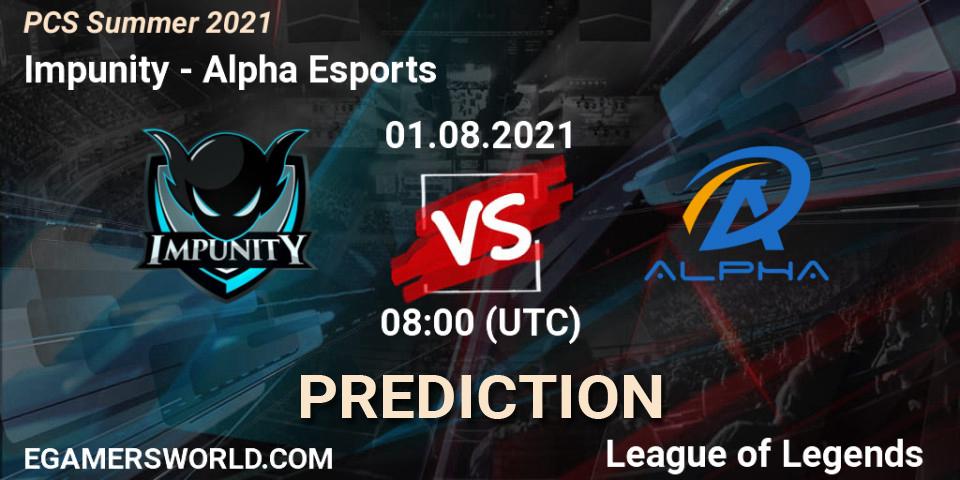 Impunity vs Alpha Esports: Match Prediction. 01.08.21, LoL, PCS Summer 2021
