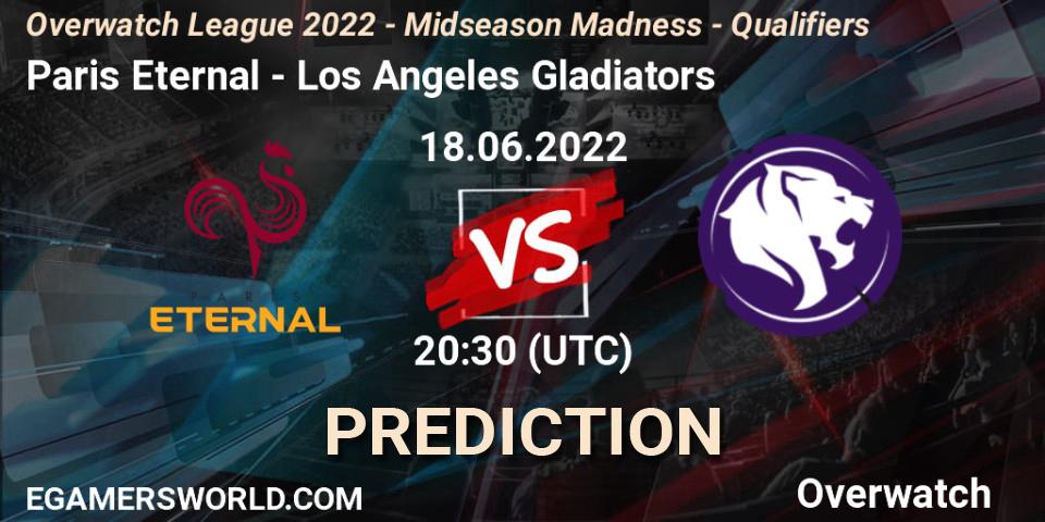 Paris Eternal vs Los Angeles Gladiators: Match Prediction. 18.06.2022 at 20:30, Overwatch, Overwatch League 2022 - Midseason Madness - Qualifiers