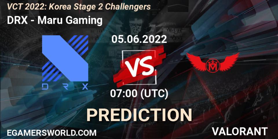 DRX vs Maru Gaming: Match Prediction. 05.06.2022 at 07:00, VALORANT, VCT 2022: Korea Stage 2 Challengers
