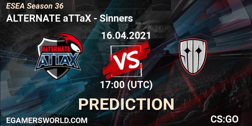 ALTERNATE aTTaX vs Sinners: Match Prediction. 16.04.2021 at 17:00, Counter-Strike (CS2), ESEA Premier Season 36 Europe Relegation