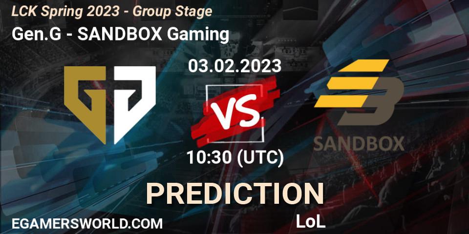 Gen.G vs SANDBOX Gaming: Match Prediction. 03.02.23, LoL, LCK Spring 2023 - Group Stage
