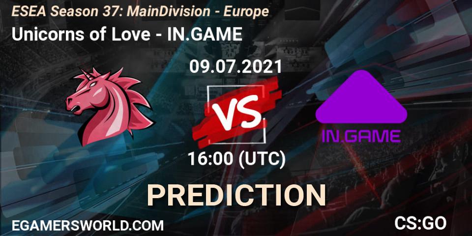 Unicorns of Love vs IN.GAME: Match Prediction. 09.07.2021 at 16:00, Counter-Strike (CS2), ESEA Season 37: Main Division - Europe