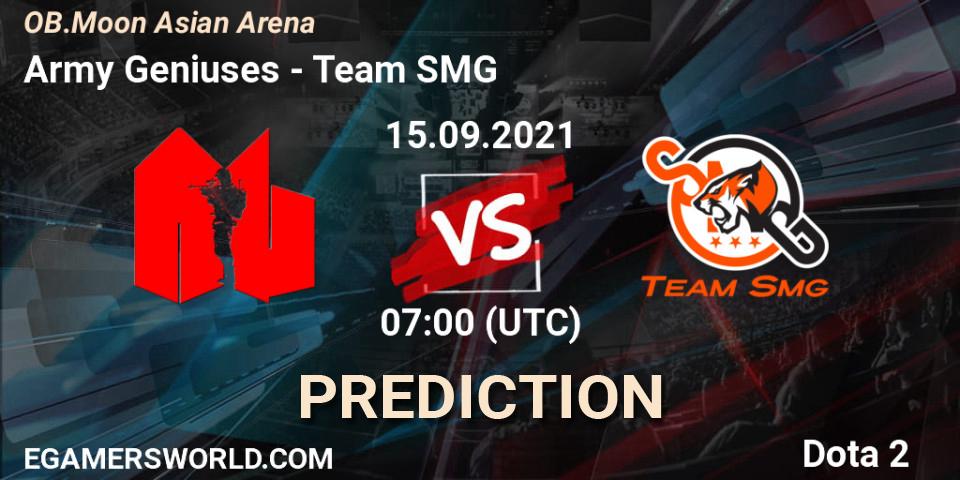 Army Geniuses vs Team SMG: Match Prediction. 15.09.2021 at 07:09, Dota 2, OB.Moon Asian Arena