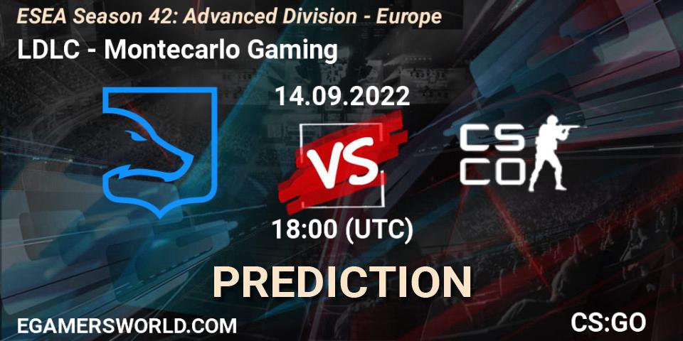 LDLC vs Montecarlo Gaming: Match Prediction. 14.09.2022 at 18:00, Counter-Strike (CS2), ESEA Season 42: Advanced Division - Europe