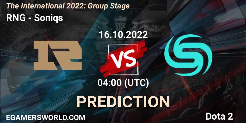 RNG vs Soniqs: Match Prediction. 16.10.22, Dota 2, The International 2022: Group Stage