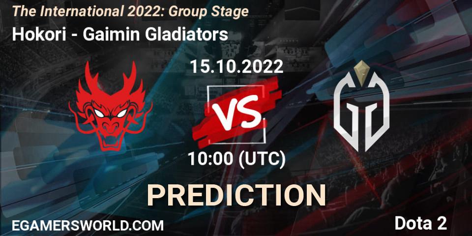 Hokori vs Gaimin Gladiators: Match Prediction. 15.10.2022 at 12:28, Dota 2, The International 2022: Group Stage