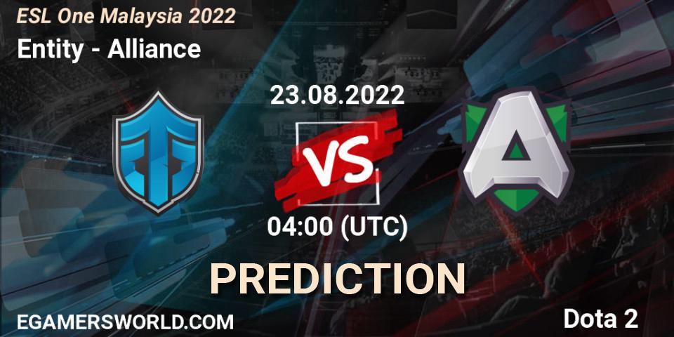 Entity vs Alliance: Match Prediction. 23.08.22, Dota 2, ESL One Malaysia 2022