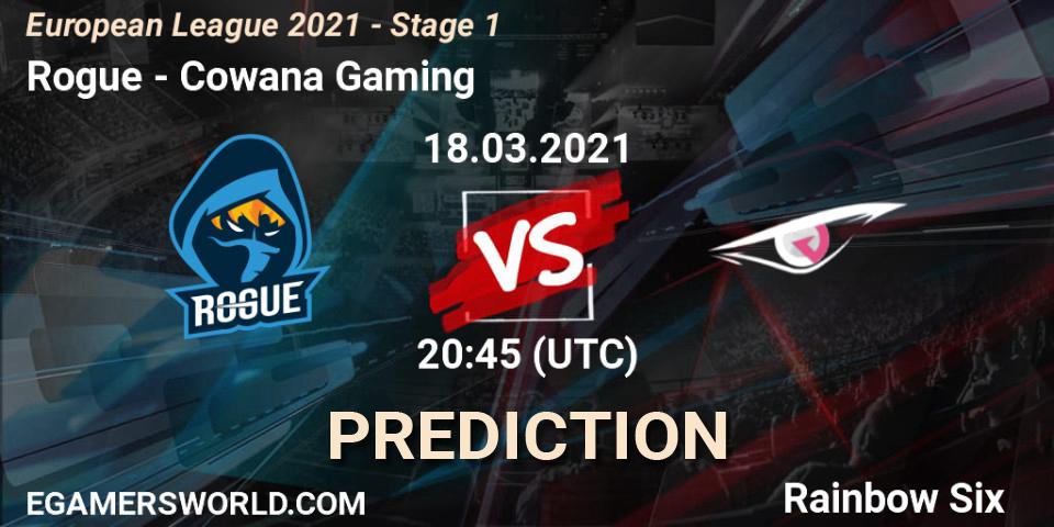 Rogue vs Cowana Gaming: Match Prediction. 18.03.2021 at 20:45, Rainbow Six, European League 2021 - Stage 1