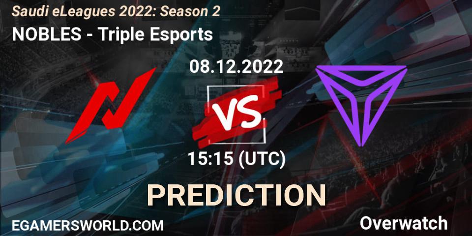 NOBLES vs Triple Esports: Match Prediction. 08.12.2022 at 15:45, Overwatch, Saudi eLeagues 2022: Season 2