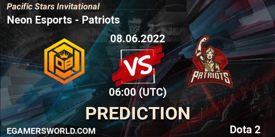 Neon Esports vs Patriots: Match Prediction. 08.06.2022 at 10:57, Dota 2, Pacific Stars Invitational
