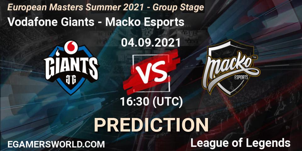 Vodafone Giants vs Macko Esports: Match Prediction. 04.09.2021 at 16:30, LoL, European Masters Summer 2021 - Group Stage