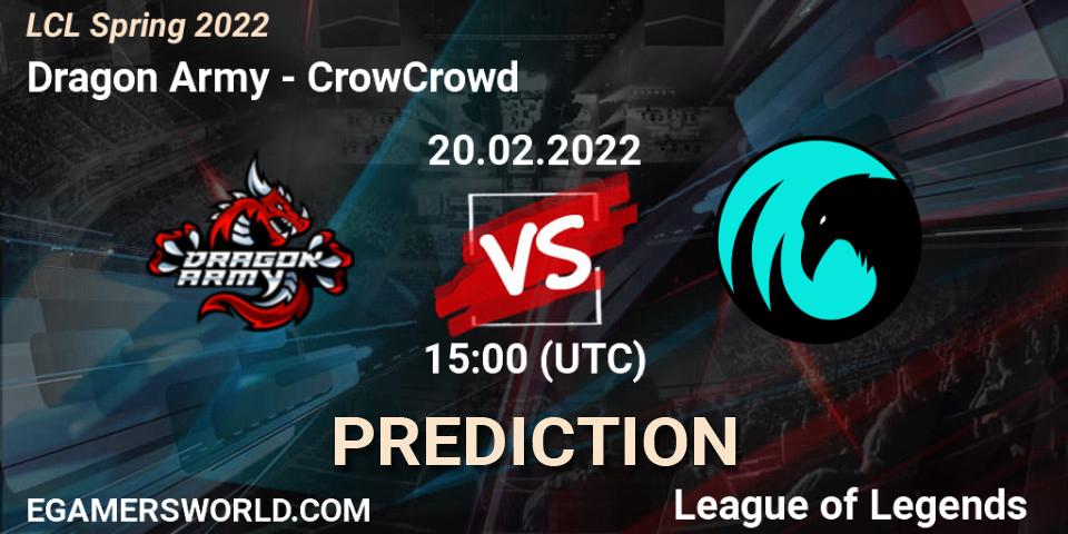 Dragon Army vs CrowCrowd: Match Prediction. 20.02.22, LoL, LCL Spring 2022