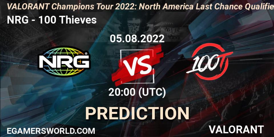 NRG vs 100 Thieves: Match Prediction. 05.08.2022 at 20:00, VALORANT, VCT 2022: North America Last Chance Qualifier