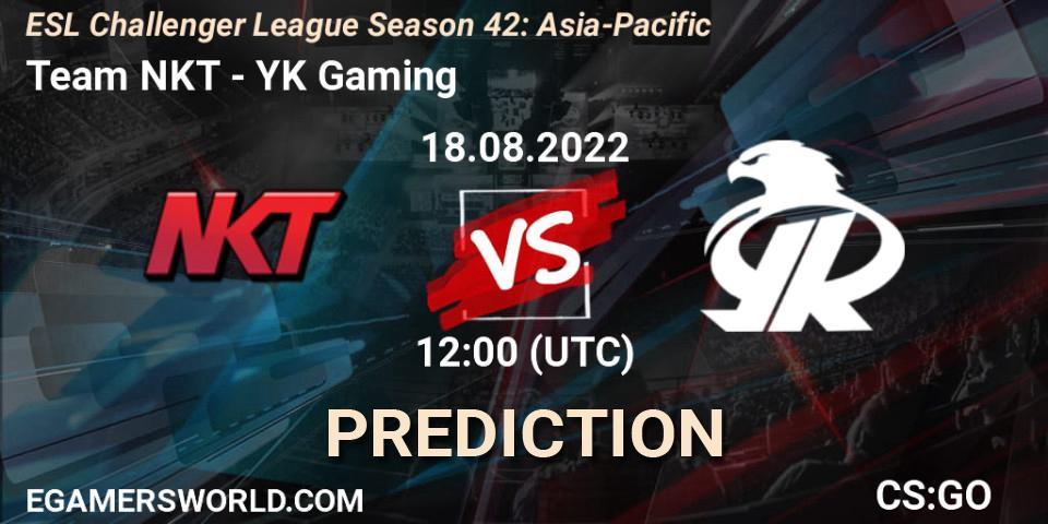 Team NKT vs YK Gaming: Match Prediction. 18.08.2022 at 12:00, Counter-Strike (CS2), ESL Challenger League Season 42: Asia-Pacific