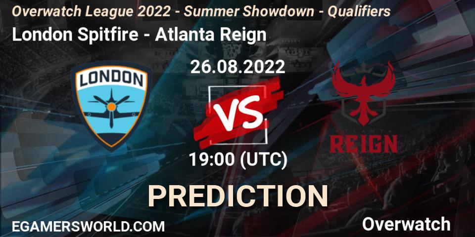 London Spitfire vs Atlanta Reign: Match Prediction. 26.08.2022 at 19:00, Overwatch, Overwatch League 2022 - Summer Showdown - Qualifiers