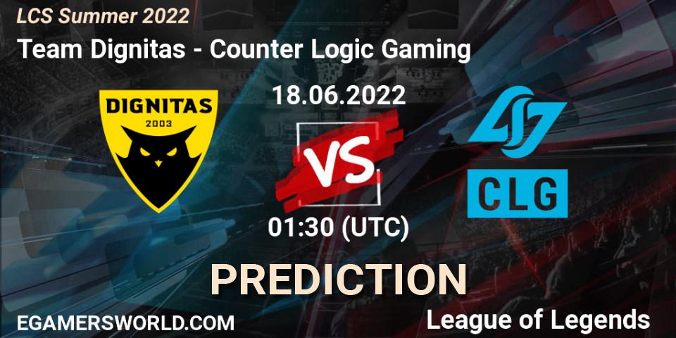 Team Dignitas vs Counter Logic Gaming: Match Prediction. 18.06.22, LoL, LCS Summer 2022