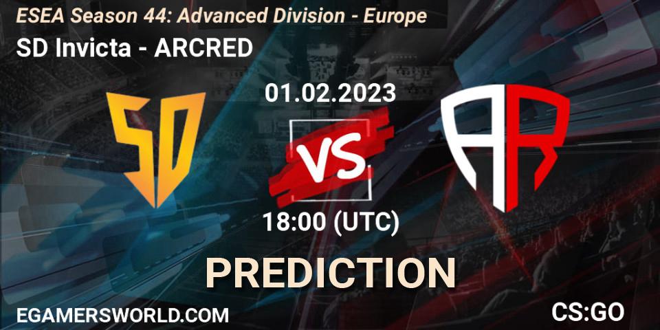 SD Invicta vs ARCRED: Match Prediction. 01.02.23, CS2 (CS:GO), ESEA Season 44: Advanced Division - Europe