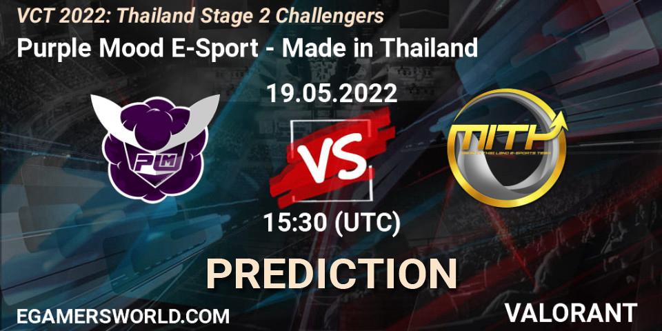 Purple Mood E-Sport vs Made in Thailand: Match Prediction. 19.05.2022 at 13:30, VALORANT, VCT 2022: Thailand Stage 2 Challengers