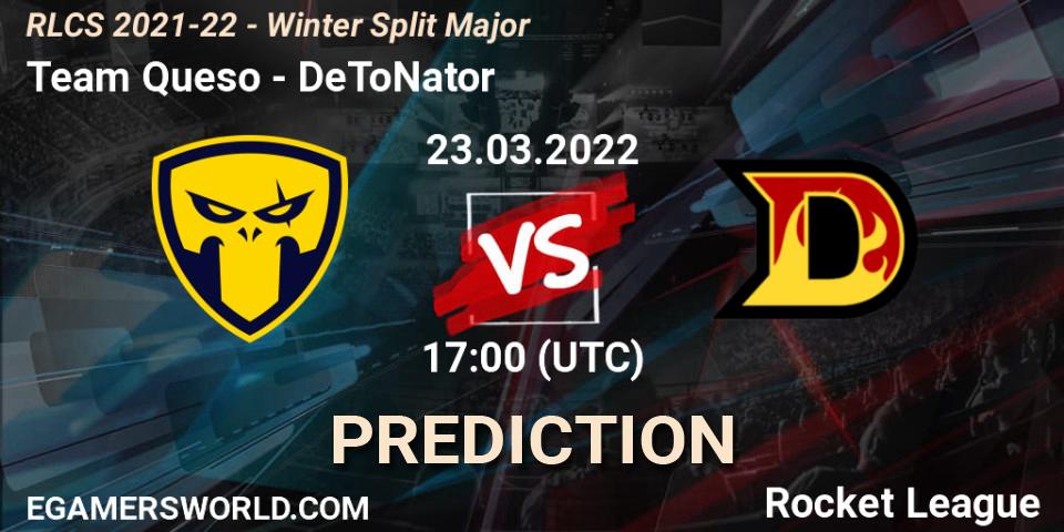 Team Queso vs DeToNator: Match Prediction. 23.03.2022 at 17:00, Rocket League, RLCS 2021-22 - Winter Split Major