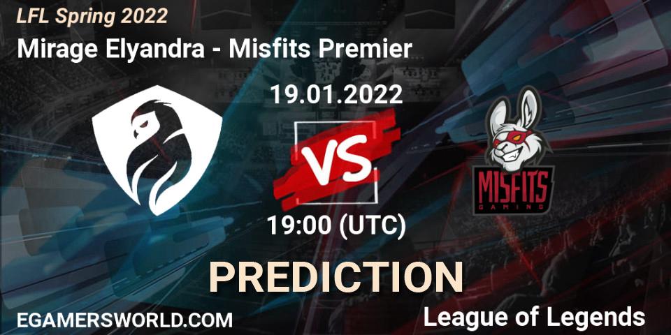 Mirage Elyandra vs Misfits Premier: Match Prediction. 19.01.2022 at 19:00, LoL, LFL Spring 2022