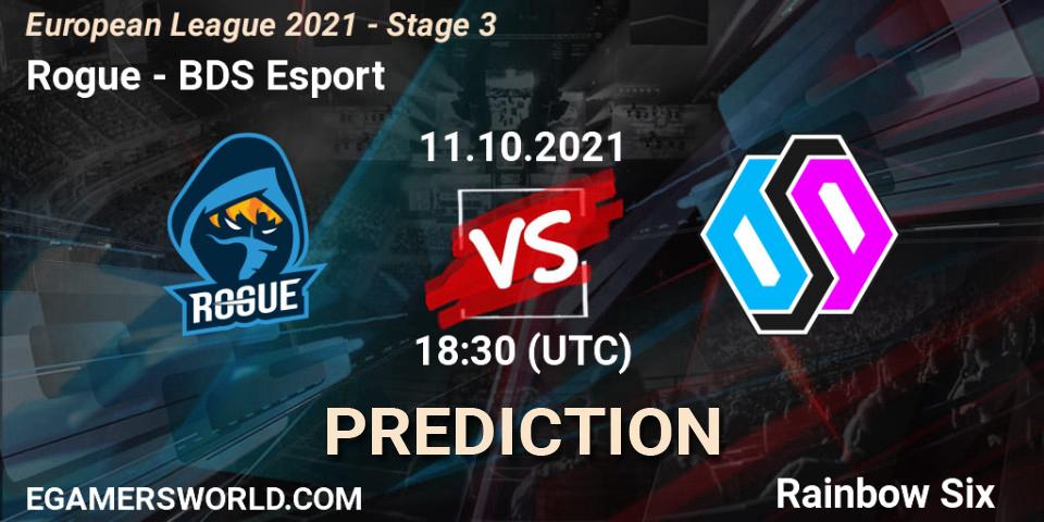 Rogue vs BDS Esport: Match Prediction. 11.10.2021 at 18:30, Rainbow Six, European League 2021 - Stage 3