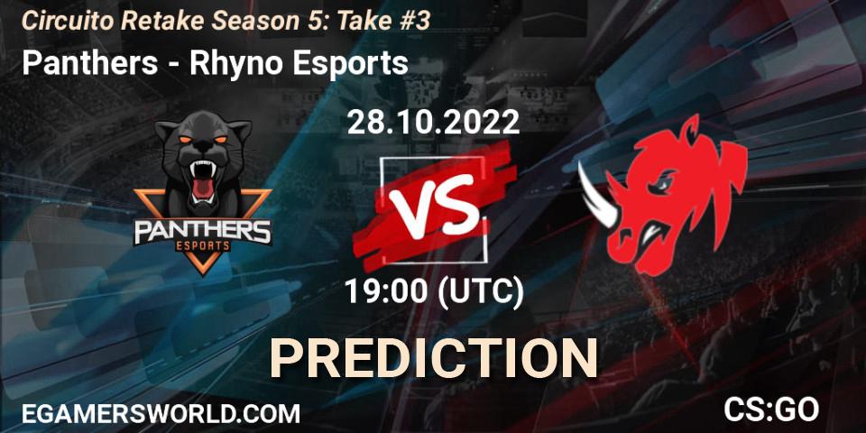 Panthers vs Rhyno Esports: Match Prediction. 28.10.2022 at 19:00, Counter-Strike (CS2), Circuito Retake Season 5: Take #3