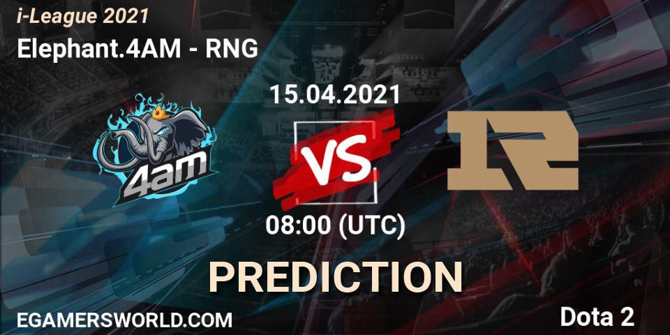 Elephant.4AM vs RNG: Match Prediction. 14.04.2021 at 08:05, Dota 2, i-League 2021 Season 1
