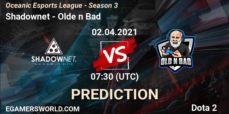 Shadownet vs Olde n Bad: Match Prediction. 02.04.2021 at 07:30, Dota 2, Oceanic Esports League - Season 3