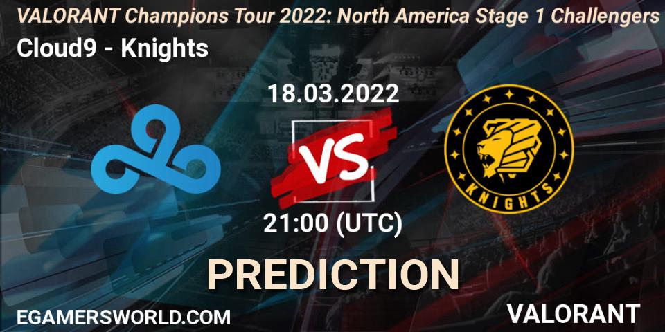 Cloud9 vs Knights: Match Prediction. 17.03.2022 at 20:30, VALORANT, VCT 2022: North America Stage 1 Challengers