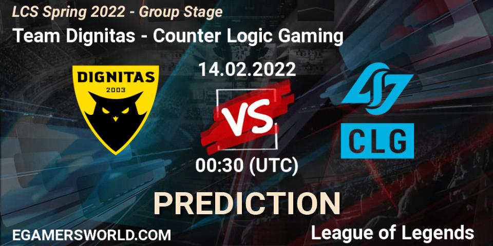 Team Dignitas vs Counter Logic Gaming: Match Prediction. 14.02.22, LoL, LCS Spring 2022 - Group Stage