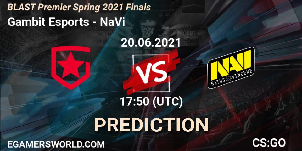 Gambit Esports vs NaVi: Match Prediction. 20.06.2021 at 18:15, Counter-Strike (CS2), BLAST Premier Spring 2021 Finals