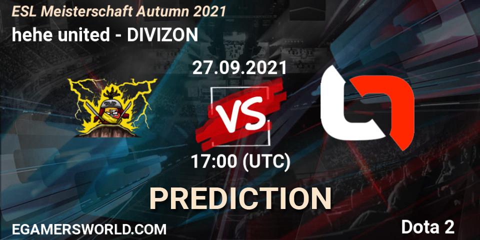 hehe united vs DIVIZON: Match Prediction. 27.09.2021 at 17:13, Dota 2, ESL Meisterschaft Autumn 2021