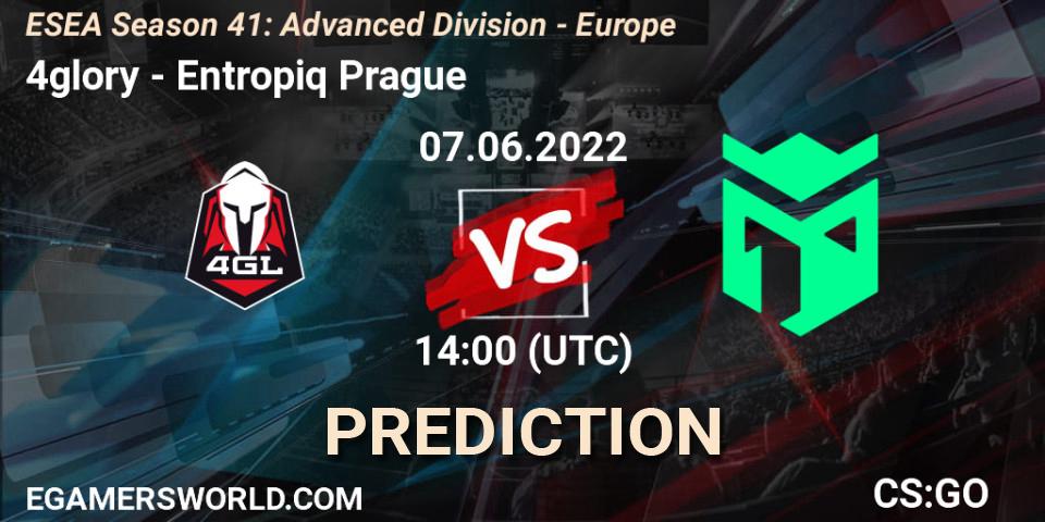 4glory vs Entropiq Prague: Match Prediction. 07.06.2022 at 14:00, Counter-Strike (CS2), ESEA Season 41: Advanced Division - Europe