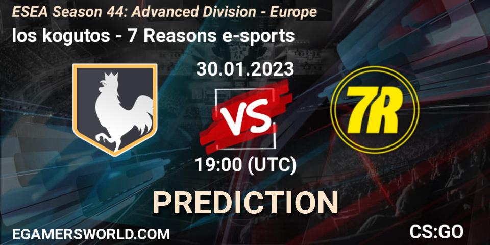 los kogutos vs 7 Reasons e-sports: Match Prediction. 05.02.23, CS2 (CS:GO), ESEA Season 44: Advanced Division - Europe