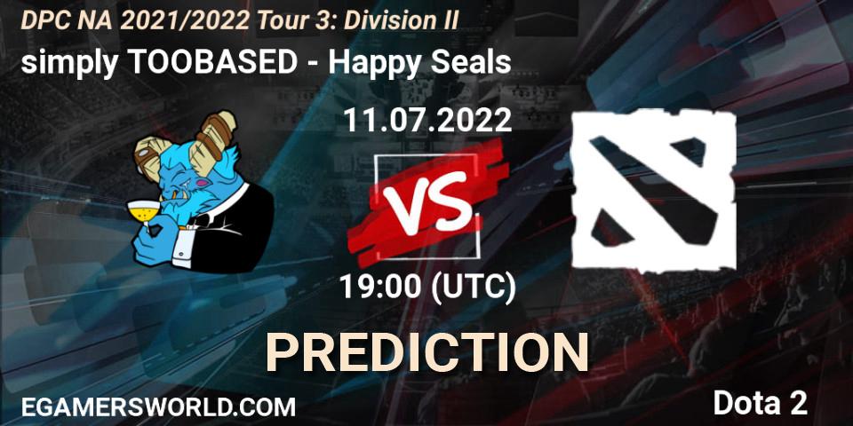 simply TOOBASED vs Happy Seals: Match Prediction. 11.07.2022 at 19:11, Dota 2, DPC NA 2021/2022 Tour 3: Division II