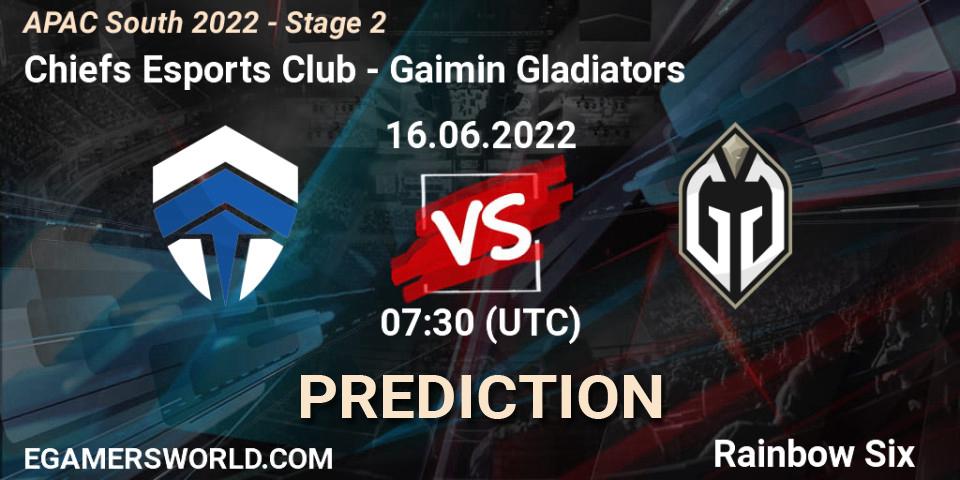 Chiefs Esports Club vs Gaimin Gladiators: Match Prediction. 16.06.2022 at 07:30, Rainbow Six, APAC South 2022 - Stage 2